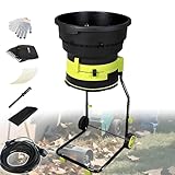 HuanSebesity Häcksler Garten Ohne Messer,Leiser Elektrischer,LaubUnd Astschredder,Häcksler Zerkleinerer MitTransportrad,Trichterdurchmesser,Einstellbare Laubhäckslergröße Powercord×10m