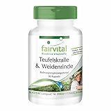 Fairvital | Teufelskralle und Weidenrinde Kapseln - HOCHDOSIERT - standardisiert auf 1,2% Harpagoside und 15% Salicin - Vegan - Harpagophytum procumbens & Salix Alba Extrakt - 90 Kapseln