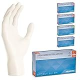 ARNOMED Nitril Einmalhandschuhe 100 Stück/Box, L, weiß, latexfreie Einweghandschuhe, puderfreie Nitrilhandschuhe, in Gr. S, M, L & XL verfügbar