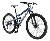 BIKESTAR Fully Mountainbike Shimano 21 Gang Schaltung, Scheibenbremse 26 Zoll Reifen | 15 Zoll Rahmen MTB Vollgefedert | Blau