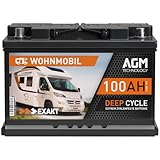 EXAKT AGM Batterie 100Ah 12V Solarbatterie Wohnmobil Batterie Bootsbatterie Versorgungsbatterie Camping Solar