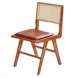 zxhrybh Mid-Century Modern Esszimmerstühle, Küchenstühle mit Rückenlehne aus Natürlichem Rattan, Gepolsterte Sitzfläche, Stühle Esszimmer für Küche und Schlafzimmer(Multi-Colored)