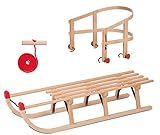 KS-Direkt Holzschlitten 110cm Schneeschlitten Schlitten Rückenlehne Zugseil Rückenlehne (Standartschlitten 110 cm mit Sitzlehne)