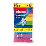 Vileda Mikrofasertücher Colors, Allzwecktücher Multipack aus Mikrofasern, 30 x 30 cm, Mehrfarbig zur Unterscheidung der Anwendungsbereiche, 8+1 gratis