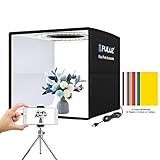 PULUZ Mini Fotobox 25x25cm, Faltbares Fotostudio Photobox Set mit CRI 95, 96 LED-Leuchten & 6 Arten Doppelseitiger Farbhintergründe für kleine Produktfotografie