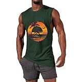 Tanktops für Herren, sportlich, elegant, Baumwolle, Laufweste, sportlich, lässig, ärmellos, atmungsaktiv, Fitnessstudio, Bodybuilding, Baumwolle und Leinen, Fitness, Tanktop, Meer, grün, Large