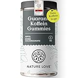 NATURE LOVE® Guarana Koffein Gummies – 90 Stück – ohne Zuckerzusatz – 45mg Koffein pro Tagesdosis – Gummies als Alternative zu Kaffee, Energydrinks und Koffeintabletten – vegan und laborgeprüft