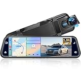 Alpinetech 9,66 Zoll 2,5K Rückfahrkamera Spiegel mit Wireless CarPlay Android Auto, Spiegel Dashcam mit Einparkhilfe Loop-Aufnahme Bluetooth Mirror Link AUX SD-Karte HD Touchscreen, Schwarz