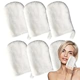 Sugeru®6pcs Flanell-Handschuhe zum Abschminken,Waschbare Wiederverwendbar Abschminktücher,Sanft,Weich und Hautfreundlich Abschminkpads,Porentiefe Reinigung nur mit Wasser Make-Up Entferner Tuch (Weiß)