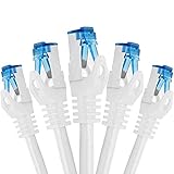 BIGtec - 5 Stück - 0,5m CAT.7 Gigabit Patchkabel Netzwerkkabel weiß Kupferkabel Patch Ethernt LAN DSL Kabel CAT7 (RJ45, Cat 7, S/FTP PIMF) 50cm 0,50m
