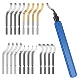 Flintronic 21 Stück Entgrater Werkzeug Universal, Metallgriff Handentgrater mit 20 Stück Ersatzklingen, 360° Rotierender Klinge Schneidwerkzeug für 3D Drucker, Kunststoff, Aluminium, Edelstahl