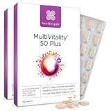 Healthspan Multivitamin 50 Plus | Multivitaminpräparat für Menschen über 50 Jahre | Immungesundheit | 13 Vitamine & 12 Mineralien | Ginkgo Biloba & Citrus Bioflavonoide | Vegan | 180 Tabletten