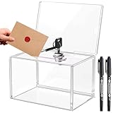 Acrylspendenbox Spende Wahlurne mit Schloss, 155x108x96mm Spendenbox Abschließbar Spendendose mit Schloss&Schlüssel Vorschlagsbox Empfohlene Box Gewinnspielbox Losbox für Abstimmungen(transparent)