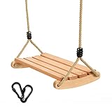 Holz Schaukel,Holzschaukel Outdoor für Erwachsene und Kinder,Garten Schaukel Outdoor mit Einstellbares Seil für Innen und Außenschaukeln, bis 100 kg,Indoor Outdoor Schaukel
