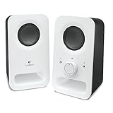 Logitech Z150 PC-Lautsprecher, Stereo Sound, 2 Lautsprecher, 6 Watt Spitzenleistung, 3,5 mm Eingang, Regler am rechten Lautsprecher, Kopfhörerbuchse, EU Stecker, PC/TV/Handy/Tablet - Weiß