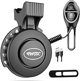 KEWAYO Elektrische Fahrradhup, Lautstärke Verstellbare Fahrrad Alarmglocken, USB Wiederaufladbare wasserdichte E Scooter Hupe für 21-31,8 mm Lenker