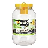 COMPO Wespen-Falle, Natürlicher Inhaltsstoff, Insektizidfrei, Bis zu 3 Wochen Langzeitwirkung, Wiederbefüllbar, Wespenspray