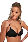 TRENDYOL Damen Bogen Ausführlicher Push-up-bikini-top Bikini Top, Schwarz, 38 EU