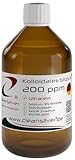 CleanSilver - Kolloidales Silizium hochdosiert 200ppm, 500ml - Ultrarein: Sterilwasser und Silizium 99,9999% - Made in Germany - Für natürliche Balance von Haut, Knochen & Gewebe