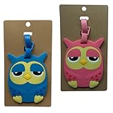 JOINPAYA 2 Stück Silikon Gepäckanhänger mit Cartoon Eule Kofferanhänger Reisegepäck Id Etiketten Langlebige Kofferetiketten für Familien und Freunde Zufällige Farbe Zufällige Farbe