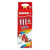 Kores - Trainer: Jumbo-Bleistifte für Kinder, weiche HB-Mine und Radiergummispitze, dreieckige ergonomische Form, Schulbedarf für die Entwicklung von Schreibfähigkeiten, 12er-Pack