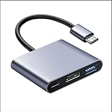 USB C HDMI Adapter 4K@60Hz, 3-in-1 USB-C Multiport Hub mit 100W PD Ladeanschluss, USB 3.0 Datenübertragung, Kompatibel mit MacBook Pro, iPad, iPhone 15, Galaxy S23, Surface und mehr