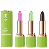 Baorder 3Pcs Magische Temperatur Farbe wechselnde Aloe Vera Lippenstift, feuchtigkeitsspendende Lippenbalsam wasserdicht lang anhaltende nährende Lippenstift Make-up Lippenpflege