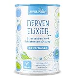Nerven-Elixier - Melatonin, Magnesium, B-Vitamine & Aminosäuren für natürliches Stressmanagement & Entspannung am Abend - Pflanzliche Mischung mit Blaubeer-Geschmack - 400g Pulver von Alpha Foods