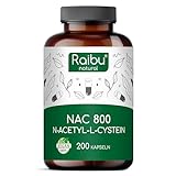 Raibu NAC 800 Kapseln hochdosiert (200 Kapseln x 800mg) I NAC Acetyl L-Cystein in bester Qualität ohne Zusätze in Deutschland produziert