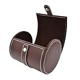 SANQIANWAN Fashionable Business PU Leder Krawatten Box 12 x 9 x 9 cm Zylinder-Form Krawattenhalter (Braun)