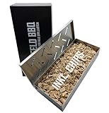 Bergfeld BBQ – Räucherbox inkl. Räucherchips für alle Grillarten – Smokerbox aus robustem Edelstahl zum Grillen – BBQ-Aroma für Fleisch, Fisch & Gemüse (Größe: 22 x 9,5 x 4 cm)