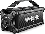 W-KING Bluetooth Lautsprecher, 90W Peak Subwoofer Outdoor Lautsprecher, IPX6 Wasserdicht, Tragbarer Musikbox Deep Bass, Boombox, DSP, 40H Akku, AUX, EQ, TF, Camping, Strand, Garten