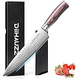 DiiHAUZZ Kochmesser, 20 cm Professionelles Fleischmesser, Ultrascharfes Küchenmesser, Messer aus 5Cr15MoV Edelstahl, Allzweckmesser mit Ergonomischem Pakkaholz Griff, Scharf Klinge zum Schneiden
