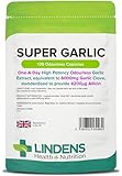 Lindens Hochdosierte Super-Knoblauch 6000 mg Kapseln | 120 Verpackung | Hochdosierter, geruchsloser Knoblauchextrakt, entspricht 6000 mg Knoblauchzehen in jeder Tageskapsel, standardisiert mit 4200 μg Allicin