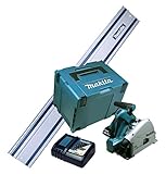 Makita DSP 600 Tauchsäge 2 Akku 5 Ah und Ladegerät im Makpac + Führungsschiene