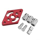 Qualoramall Dübelvorrichtung, selbstzentrierende Bohrführung mit 6/8/10 mm Stahlbuchsen, Aluminiumlegierung 6061 Taschenloch-Locator für genaue Holzbearbeitung und vertikales Bohren (rot)