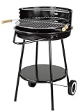 tepro Holzkohle-Rundgrill, mit Ablagefläche und Räder, inklusive Grill- und Warmhalterost, Maße circa 52 x 52 x 81 cm