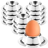 com-four® 12x Eierbecher aus Edelstahl - elegante wärmeisolierende Eierhalter im Metallic-Look - Frühstücks-Set im modernen zeitlosen Design - für zu Hause, im Hotel oder der Gastro