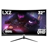 LXZ 32 Inch Computer Monitor 1500R, 2K QHD (2560 * 1440) 180Hz Frameless Display with FreeSync, Display Port HDMI - Black