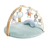 Ingenuity, Cozy Spot Loamy Spielmatte mit Spielbogen aus Holz, Spieldecke mit abnehmbaren Spielzeugen, Wendedecken, Stützkissen, extra Weich, Maschinenwaschbar, Neutral design, ab der Geburt