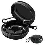 Taschenaschenbecher - Tragbarer Metall-Aschenbecher Mit Schlüsselring, Geruchssicher (Schwarz)