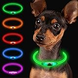 Larkumio Leuchthalsband Hund Aufladbar LED Hundehalsband Leuchtend, Halsband Hund mit Einstellbarer Länge für Kleine Große Hunde Katze, Welpenhalsband Dog Collar Wasserdicht mit 3 Leuchtmodi, Grün