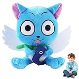 YISKY Fairy Tail Plüschtier, 26cm Fairy Tail Plüschpuppe, Fairys Tails Cat Doll, Fairy Tail Figur Plüsch, Fairy Tail Cartoon Plüsch, Happy Katze Plush, Fairy Tail Kuscheltier, für Jungen und Mädchen