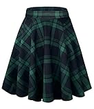 Damen Elegante Elastische Taille Ausgestellte A-Linie Midi Rock Basic Uniform Plissee Skater Röcke(L, 13)