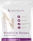 Rhodiola Rosea Hochdosiert 500mg - 180 Kapseln - Rosenwurz Wurzel Extrakt mit 3% Salidroside (15mg) | Vegan, Keine Künstlichen Füllstoffe, Allergen Frei | Nootrovita