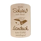 Dekolando Sauna Schild - Kein Schweiß aufs Holz Handtuch unterlegen - Holzschild saunieren Saunaregel Saunakabine 24 x 14 cm