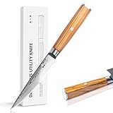 FUJUNI Damastmesser Allzweckmesser Küche Mit Extrem Scharf 12,5 cm Klinge Aus 67 Lagen VG-10 Damaststahl Officemesser Damast, Olivenholzgriff, Geschenkbox