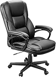 JUMMICO Bürostuhl Ergonomisch Chefsessel Schreibtischstuhl Höhenverstellbarer,Hoher Rücken Office Chair, Kunstleder Drehstuhl 135KG(Schwarz)