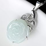 S925 Silber Schmuck Natürliche Jade Rose Anhänger Halskette Chinesischen Stil Handgeschnitzte Glück Amulett Halskette Geschenk