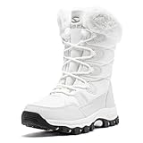 CLYCTIP Warm Gefüttert Winterschuhe Damen Schneestiefel Wasserdicht Outdoor Trekking Wanderschuhe Gr. 37-42 (Weiß, Erwachsene, Damen, 40, Numerisch, EU Schuhgrößensystem, M)